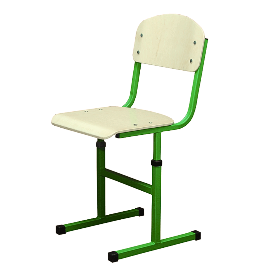 Стілець учнівський Т-подібний, на квадратній металевій трубі, регулюється по висоті на ростові групи №3-6, АЛМАНТ, 380х448х696-816 мм, (h=340-460 мм).